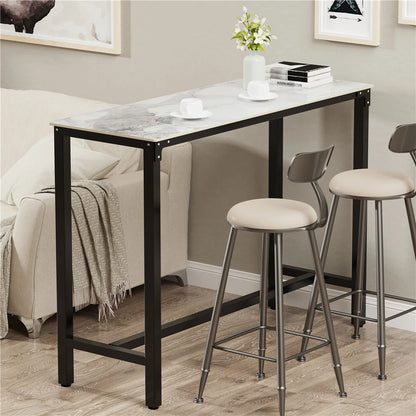 Glossy Jaded-White Slim Rectangular Bar Table With Black Frame For Modern Interiors