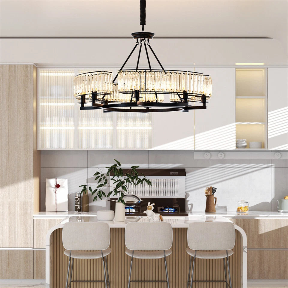 Black Crystal Chandelier with 6 E14 LED Lights