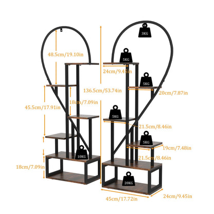 Half Heart Shape 6-Tier Indoor Outdoor Plant Stand