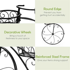 Metal Bicycle Flower Pot Stand for Patio & Garden