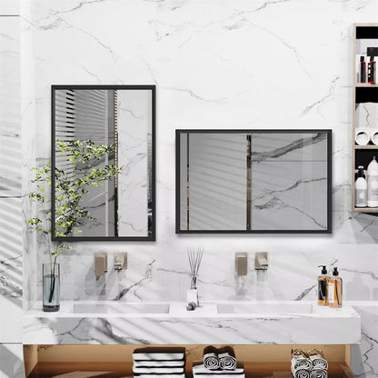 Black Framed Rectangle Wall Mirror - Bathroom & Vanity Decor