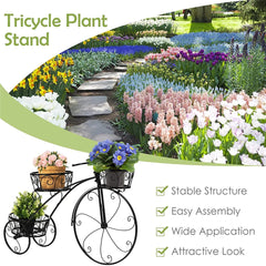 Metal Bicycle Flower Pot Stand for Patio & Garden