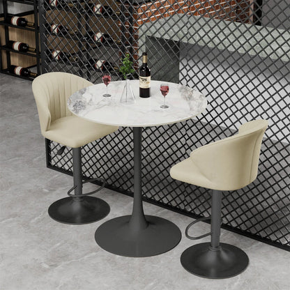 Glossy Jade Round Sintered Stone Bar Table With Black Base For Stylish Interiors