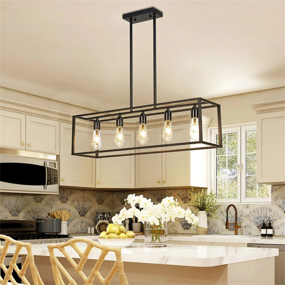Vintage Industrial 5-Light Black Ceiling Pendant Lamp