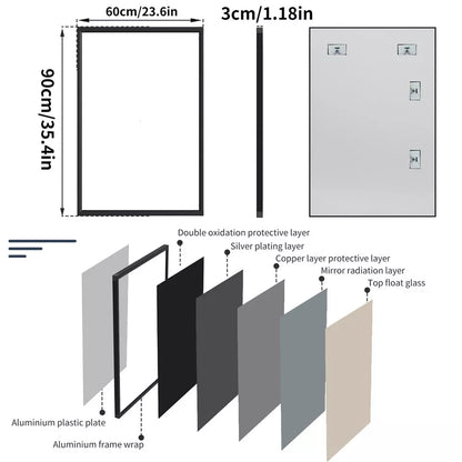Black Framed Rectangle Wall Mirror - Bathroom & Vanity Decor