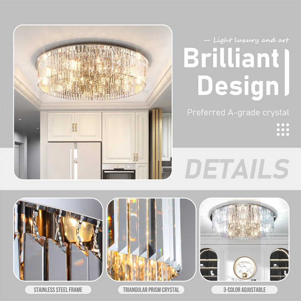 60cm Gray Crystal Statement Chandelier for Home Décor