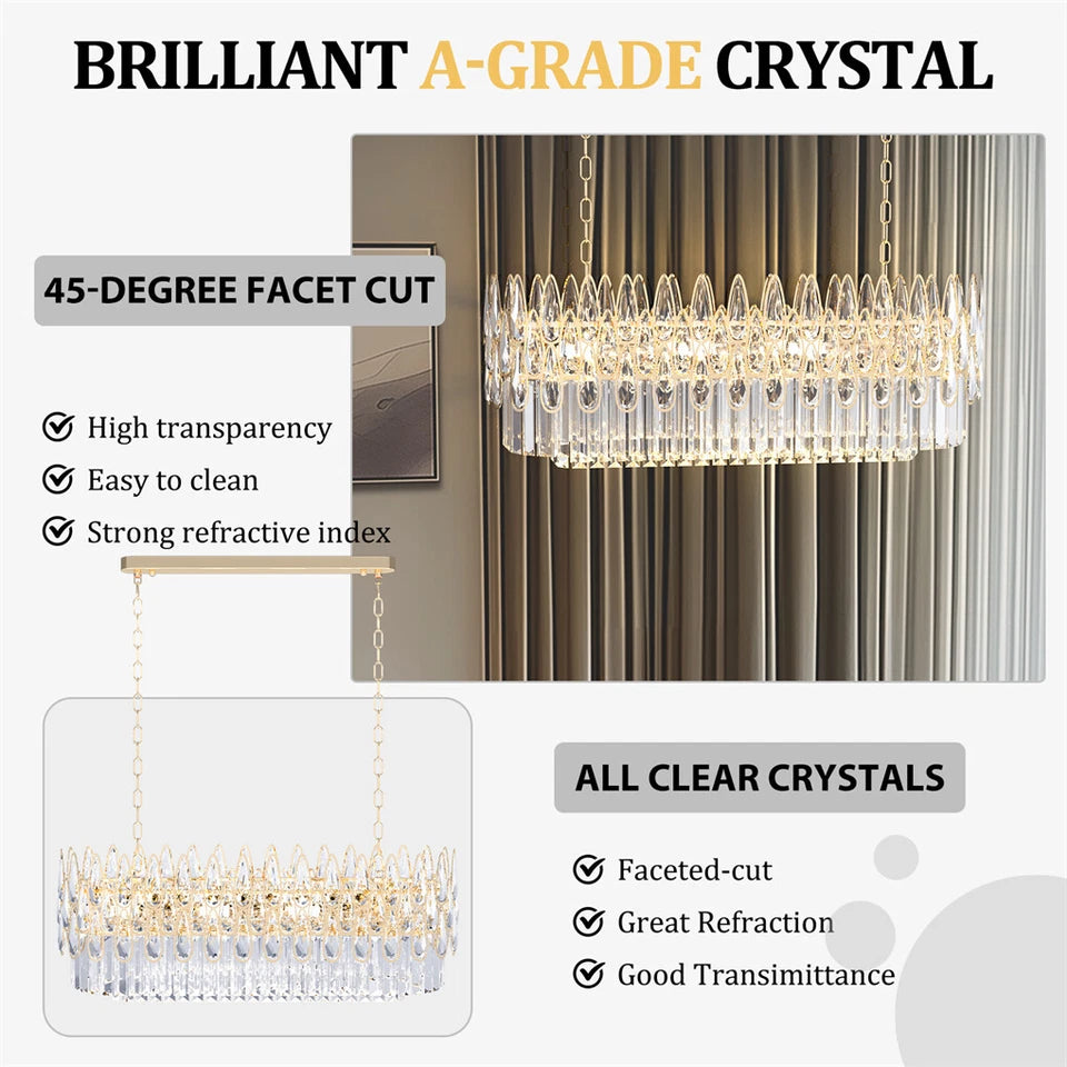 80cm Gold Crystal Chandelier with 3 Light Settings