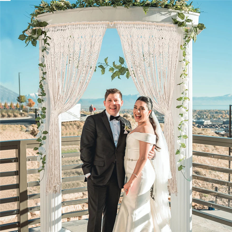 Large Macrame Door Curtain: Elegant Window Wall Hanging Tapestry for Wedding Backdrop decor