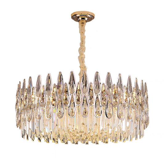 Glam Raindrop & Oblong Crystal Chandelier Lamp