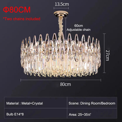 80cm Grand Crystal Chandelier with Adjustable Light