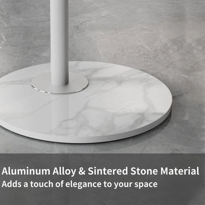 White 40-75 Inch Swivel TV Floor Stand with Sintered Stone Base and Height Adjust
