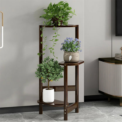 Three-tier bamboo plant stand dimensions diagram