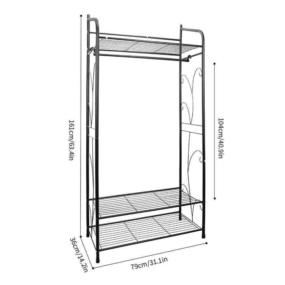 Metal Open Wardrobe Simplicity Clothes Rack Garment Storage Hanger Shoe Organise
