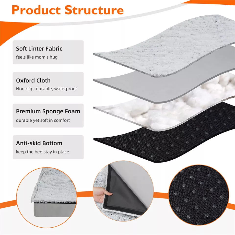 Soft Washable Dog Bed with Anti-Slip Crate Mat