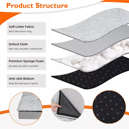 Soft Washable Dog Bed with Anti-Slip Crate Mat