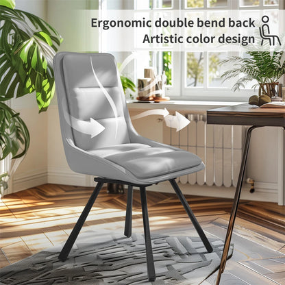 Light Grey 360 Swivel Dining Chairs Set of 2 with Ergonomic High Back