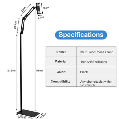 Portable Tripod Phone Tablet Mount with 360° Clamp and Flexible Arms for Video, Streaming