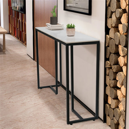 Large Modern Marble Console Table Sintered Stone Entryway Hallway Table with Metal Frame
