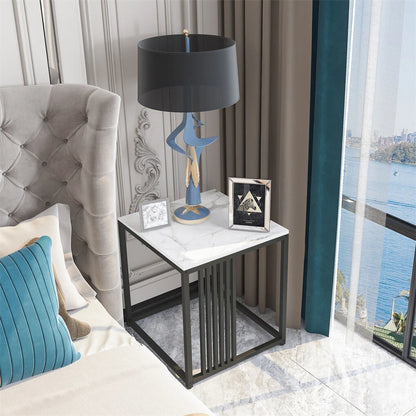 Square Slate Coffee Table Marble Sofa Side Snack Table for Living Room Bedroom