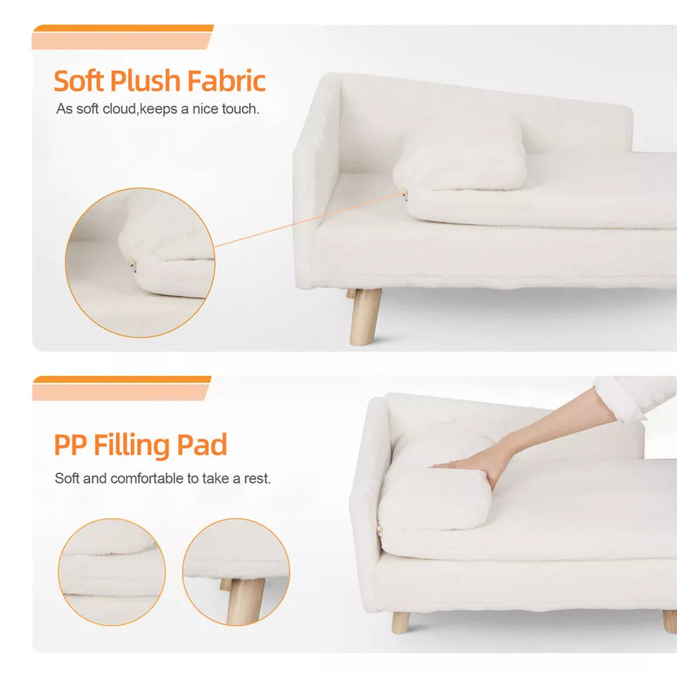 Luxurious Rectangular Pet Sofa Bed with Anti-Skid Base