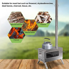 7-Pipe Portable Wood Burning Camping Stove â€” Outdoor & Backyard