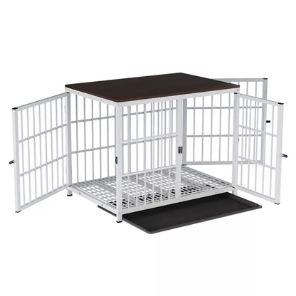 Sturdy Wooden Dog Crate with Storage Table