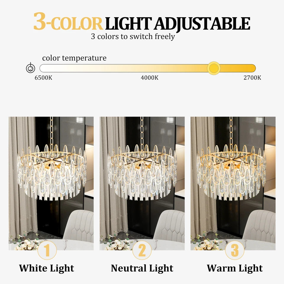 40cm Round Crystal Chandelier with Warm Glow