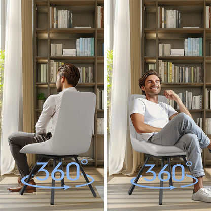 Light Grey 360 Swivel Dining Chairs Set of 2 with Ergonomic High Back