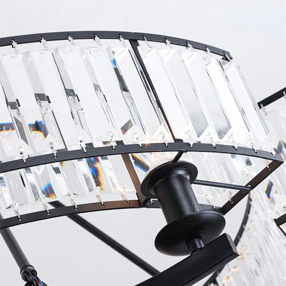 Large Black Crystal Chandelier with 8 E14 Lights