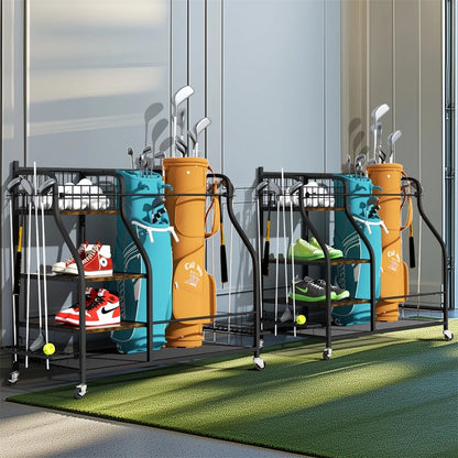 Golf Equipment Organizer with Wheels for Garage or Clubhouse