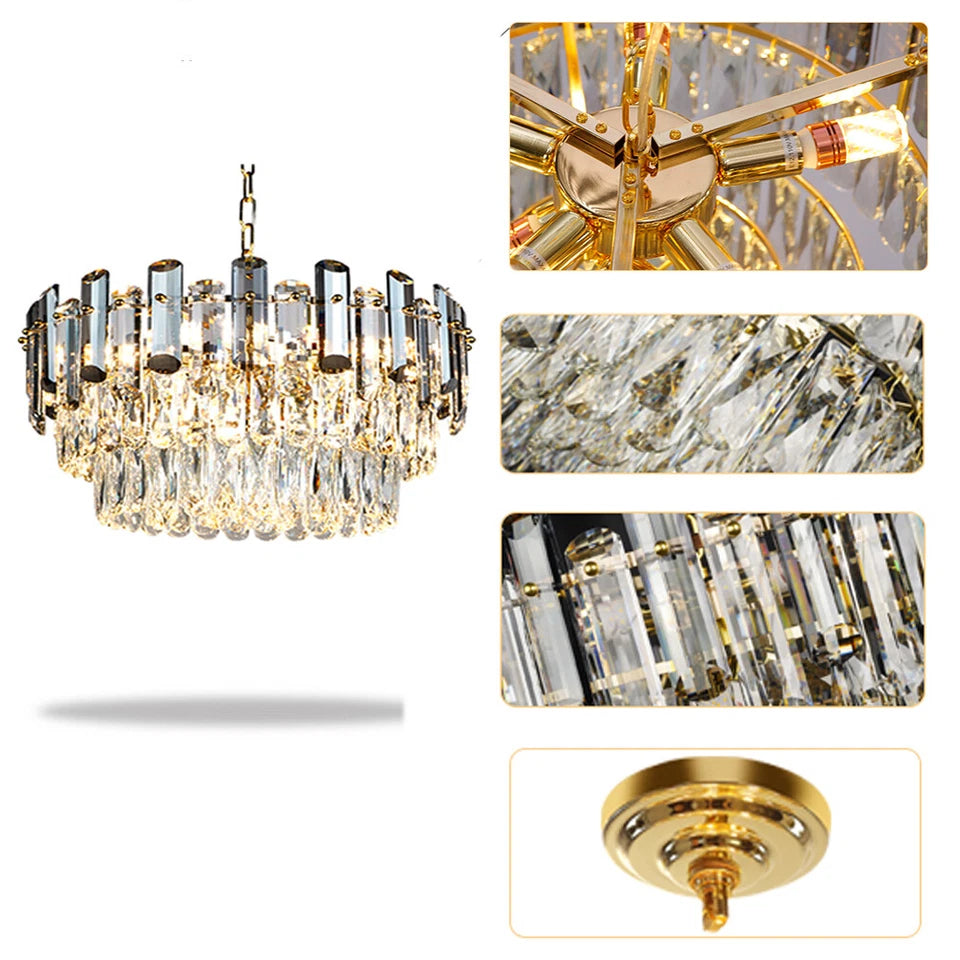 Adjustable Gold Crystal Chandelier Light Fixture