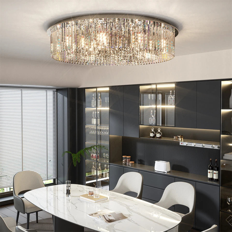 60cm Gray Crystal Statement Chandelier for Home Décor