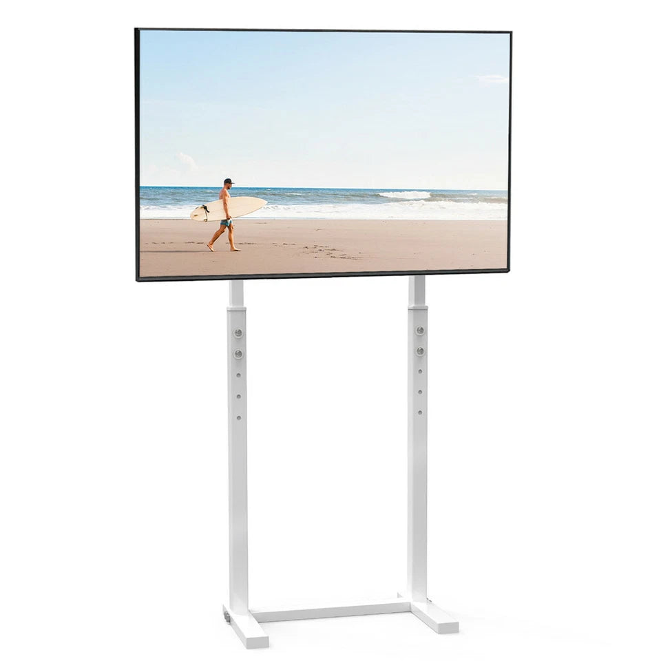 White Adjustable Free Standing TV Stand with Cable Management for 32-65 Inch TVs