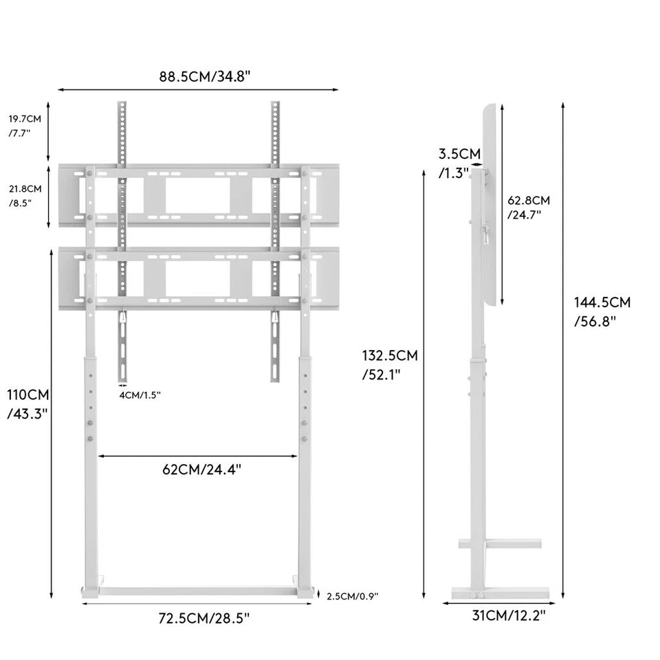 White Adjustable Freestanding TV Stand for 32–100 Inch Screens with Cable Management