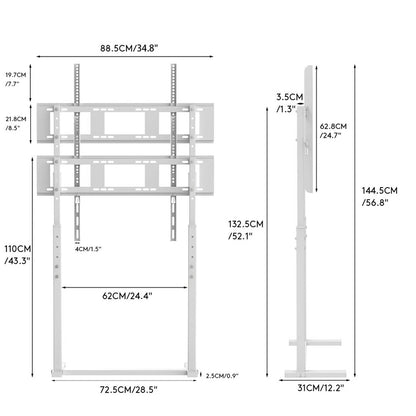 White Adjustable Freestanding TV Stand for 32–100 Inch Screens with Cable Management