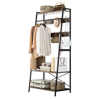 Industrial Wall-Mounted Clothes Rack Iron Black