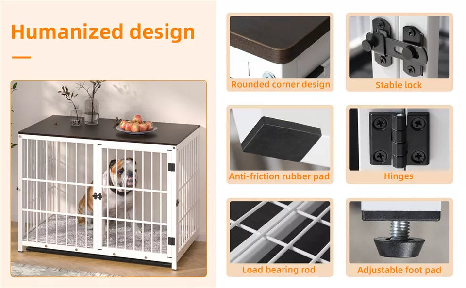 Sturdy Wooden Dog Crate with Storage Table