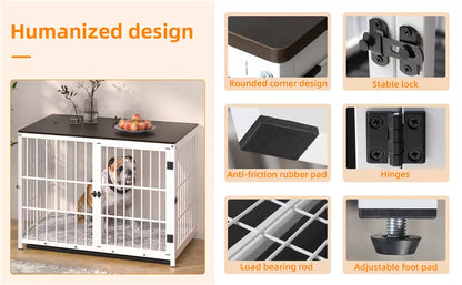 Sturdy Wooden Dog Crate with Storage Table
