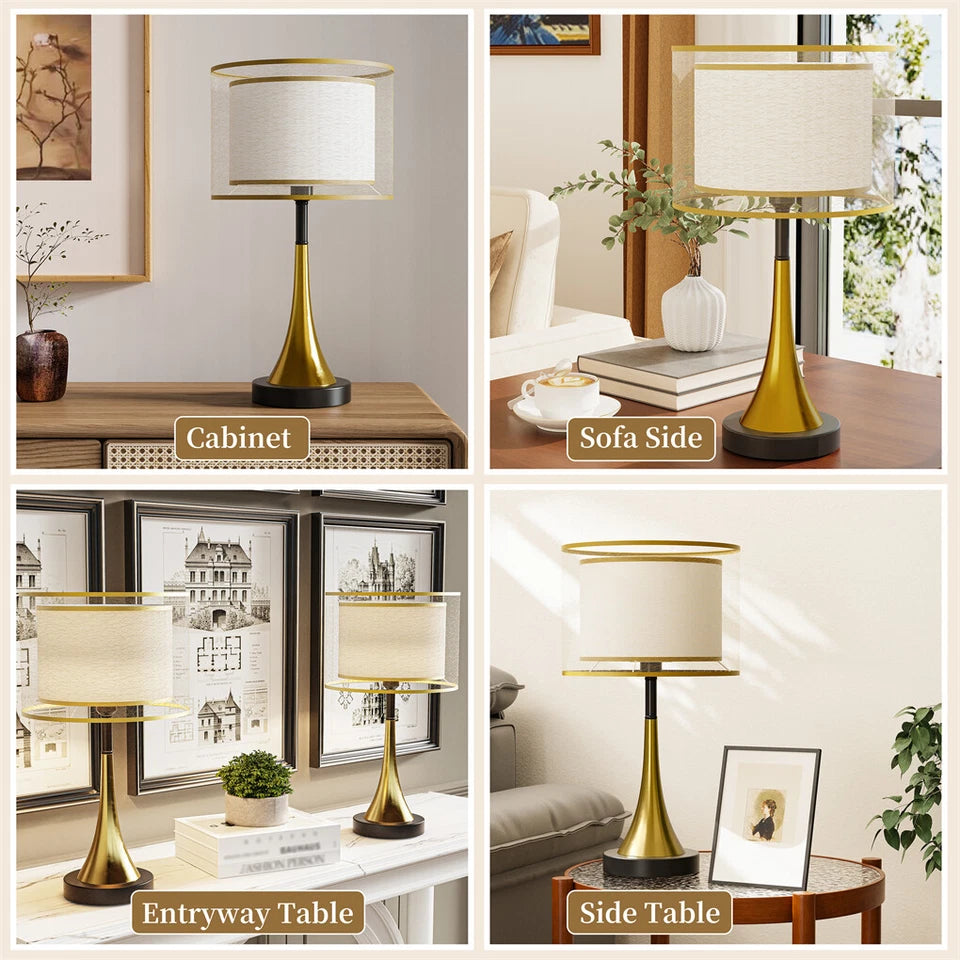 Classic Gold Bedside Lamp with Three Light Settings