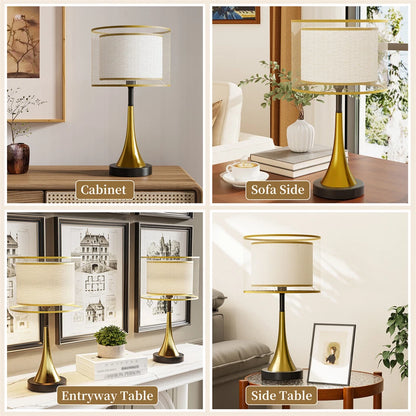 Classic Gold Bedside Lamp with Three Light Settings