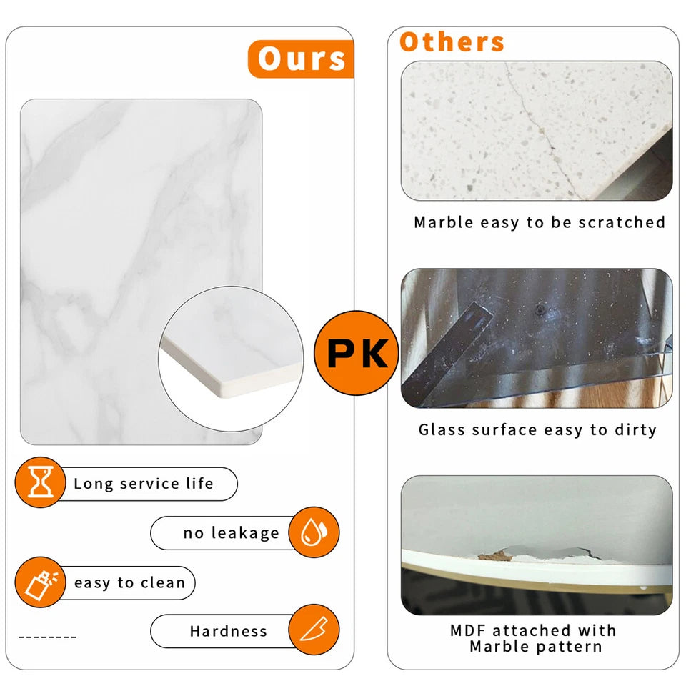 Large Modern Marble Console Table Sintered Stone Entryway Hallway Table with Metal Frame