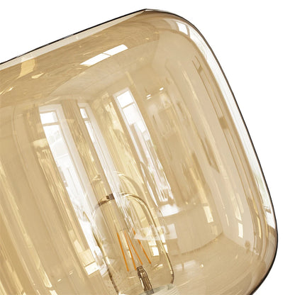 Industrial Bedside Table Lamp with Amber Glass