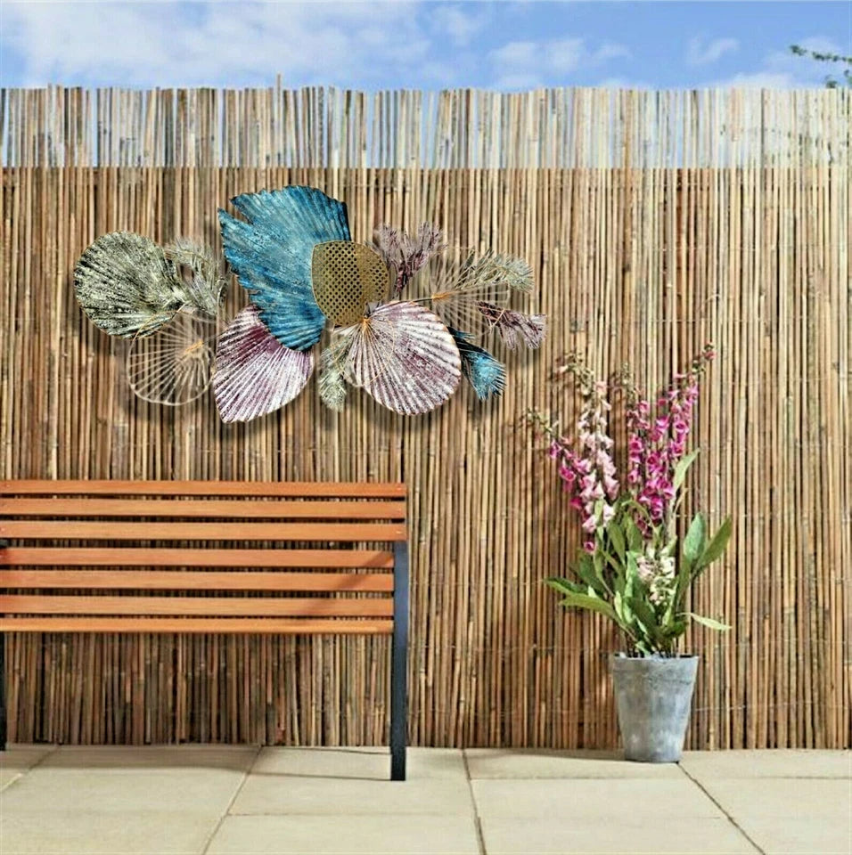 Purple Leaf Metal Wall Art with Leaf Design for Indoor and Outdoor Decor