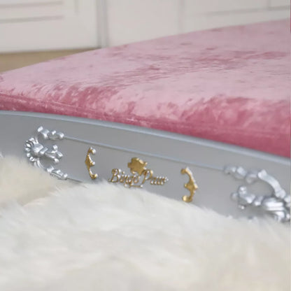 Baroque Pet Sofa with Velvet & Headboard(Pink)