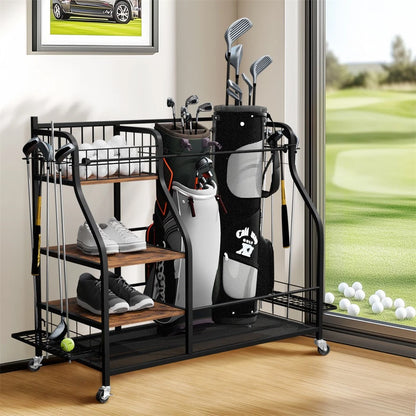 Golf Equipment Organizer with Wheels for Garage or Clubhouse