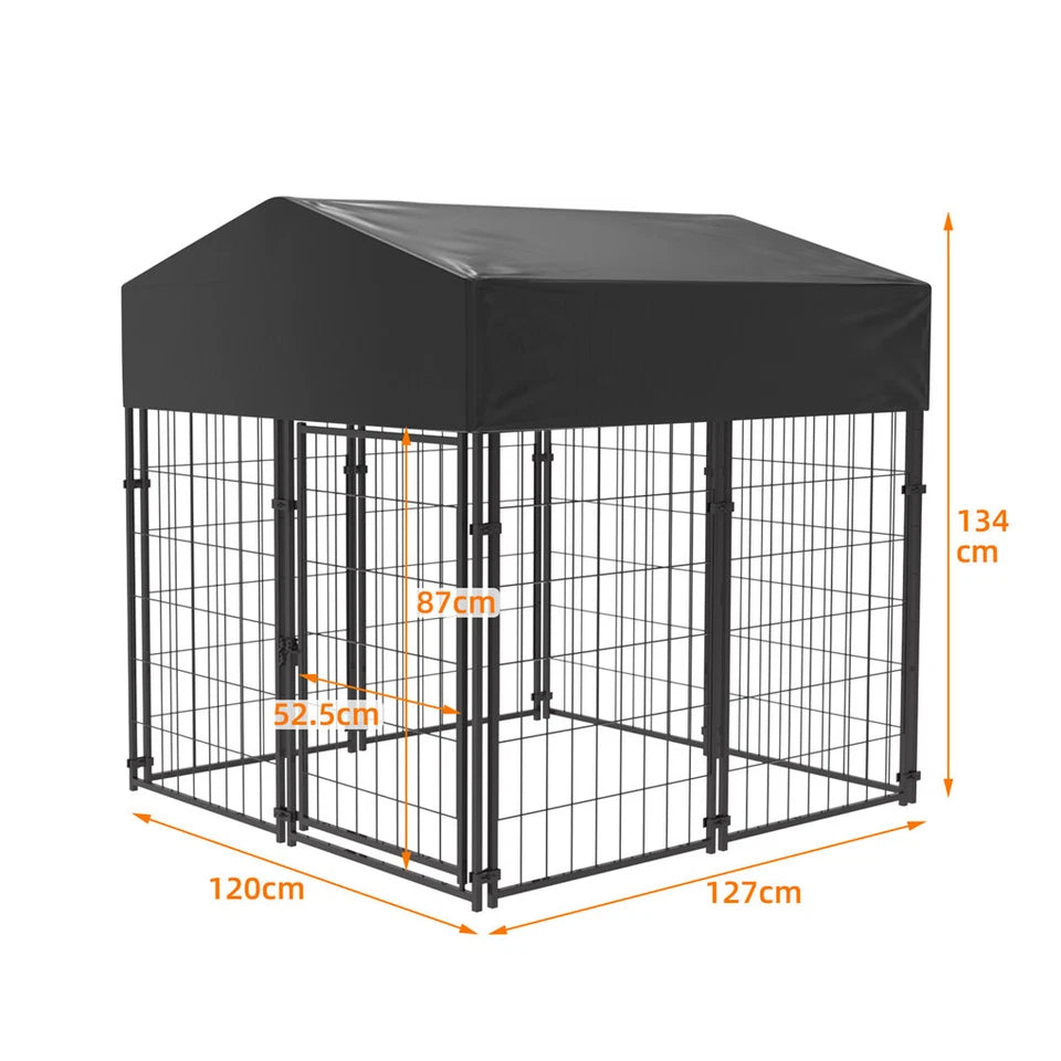 Roofed Outdoor Dog Enclosure for Safe Containment(XS)
