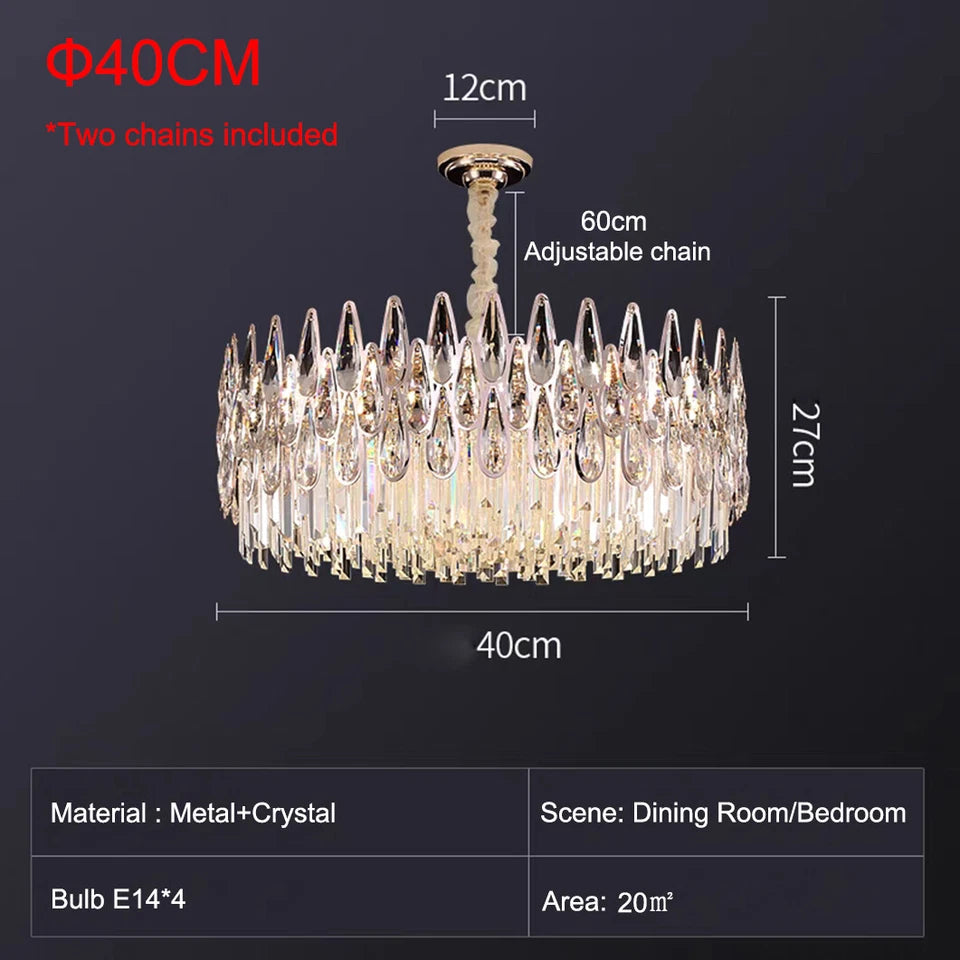 40cm Round Crystal Chandelier with Warm Glow