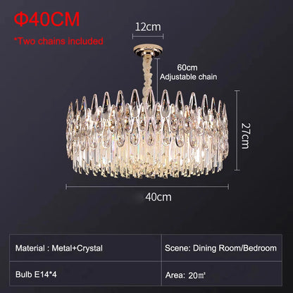40cm Round Crystal Chandelier with Warm Glow
