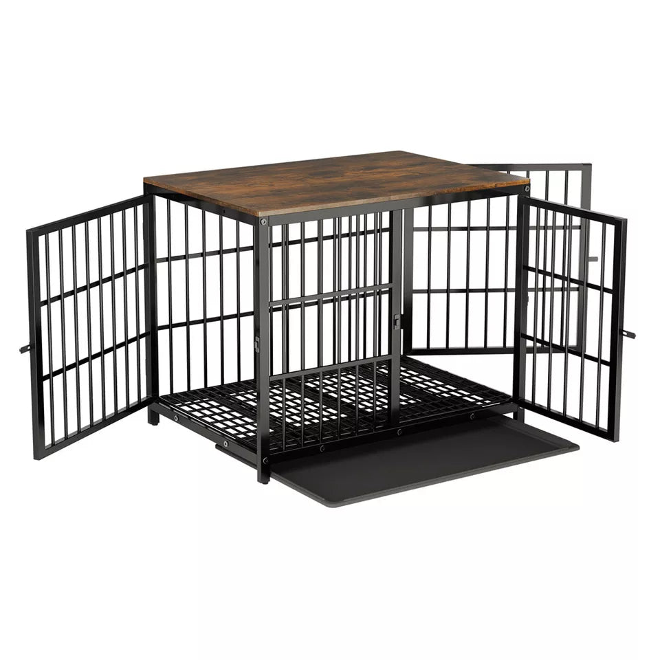 Heavy Duty Wooden Dog Crate End Table with Tray(L)