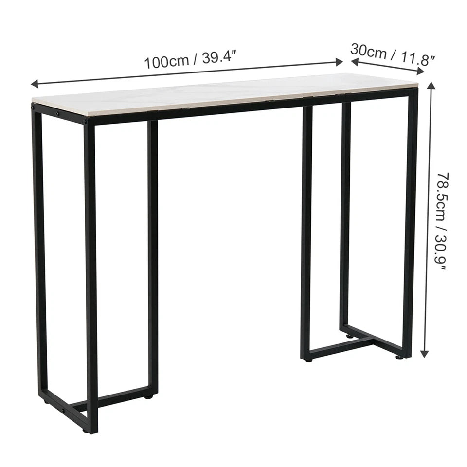 Large Modern Marble Console Table Sintered Stone Entryway Hallway Table with Metal Frame